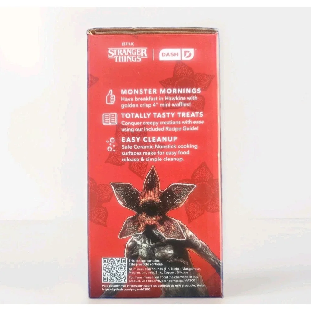 Netflix Stranger Things Dash Limited Edition MINI WAFFLE‎ MAKER Ceramic Nonstick